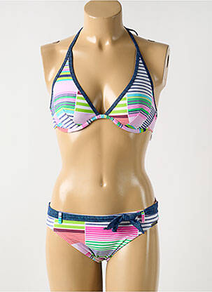 Maillot de bain 2 pièces stretch haut soutien-gorge emboitant bleu OLYMPIA femme