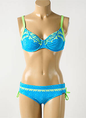 Maillot de bain 2 pièces stretch haut soutien-gorge emboitant bleu OLYMPIA femme