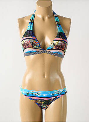 Maillot de bain 2 pièces stretch haut soutien-gorge avec mousse de rembourrage amovible bleu OLYMPIA femme