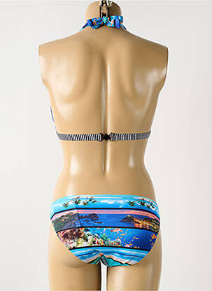 Maillot de bain 2 pièces stretch haut soutien-gorge avec mousse de rembourrage amovible bleu OLYMPIA femme