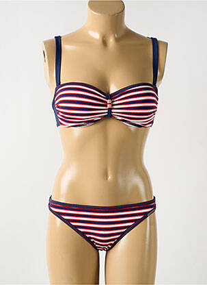 Maillot de bain 2 pièces stretch haut soutien-gorge moulé bleu OLYMPIA femme