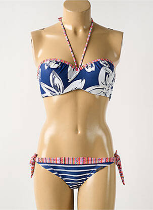Maillot de bain 2 pièces stretch haut soutien-gorge moulé bleu OLYMPIA femme