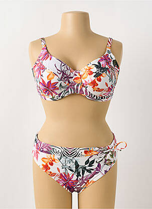 Maillot de bain 2 pièces stretch haut soutien-gorge emboitant blanc SUN PLAYA femme