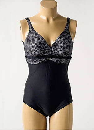 Maillot de bain 1 pièce imprimé fantaisie haut soutien-gorge avec mousse de rembourrage amovible noir ROSE POMME femme