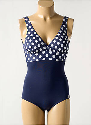Maillot de bain 1 pièce effet matière satinée haut soutien-gorge avec mousse de rembourrage amovible bleu SUN PLAYA femme