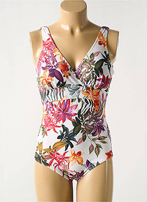 Maillot de bain 1 pièce effet matière satinée haut soutien-gorge avec mousse de rembourrage amovible blanc SUN PLAYA femme