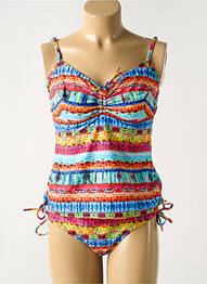 Tankini effet matière satinée bleu NANA SUN femme