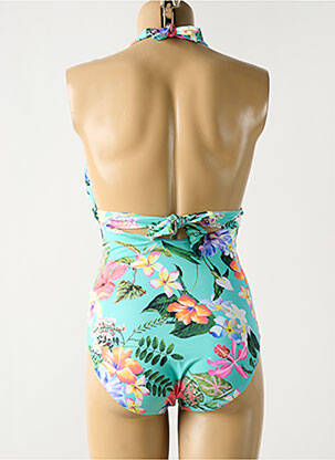 Maillot de bain 1 pièce effet matière satinée haut soutien-gorge avec mousse de rembourrage amovible bleu OLYMPIA femme