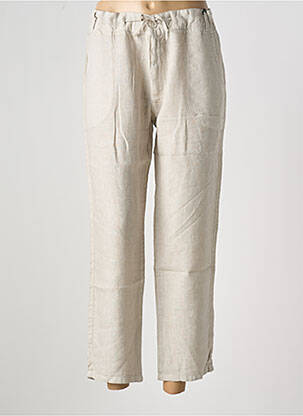 Pantalon droit fermeture zippée sous rabat boutonné taille normale beige IMPAQT femme