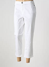 Pantalon 7/8 stretch taille normale blanc DESGASTE femme