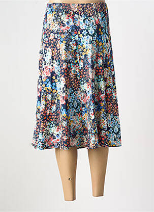Jupe mi-longue stretch bleu GRIFFON femme