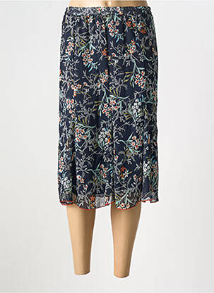 Jupe mi-longue coupe droite bleu GRIFFON femme