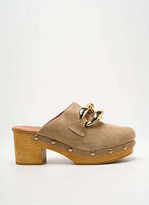 Mules/sabots nubuck talon de 4 à 6cm beige MACARENA femme