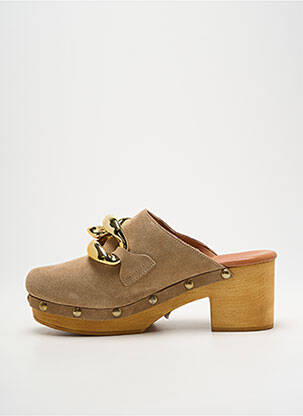 Mules/sabots nubuck talon de 4 à 6cm beige MACARENA femme