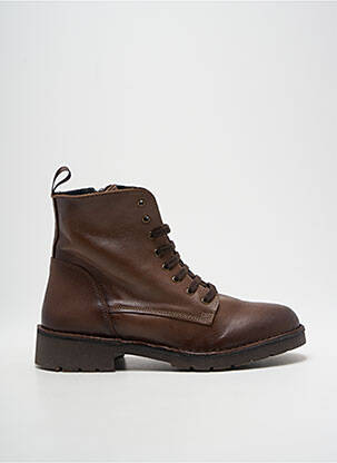 Bottines/boots matière lisse talon plat jusqu'à 3cm marron BRAN'S femme