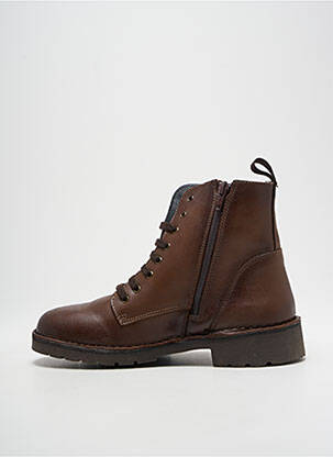 Bottines/boots matière lisse talon plat jusqu'à 3cm marron BRAN'S femme