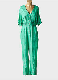 Combi-pantalon manches courtes manches courtes vert LAST QUEEN femme