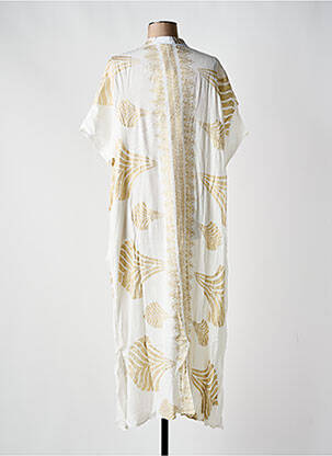 Robe longue imprimé fantaisie manches courtes blanc SUMITRA femme