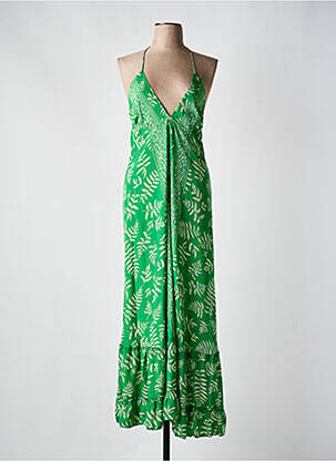 Robe mi-longue imprimé fantaisie sans manche vert GOA femme