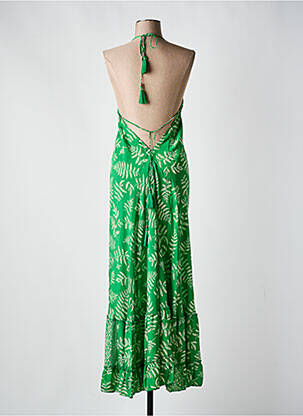 Robe mi-longue imprimé fantaisie sans manche vert GOA femme