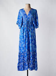 Robe longue imprimé fantaisie manches courtes bleu GOA femme