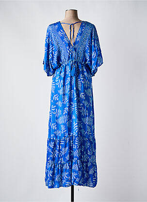 Robe longue imprimé fantaisie manches courtes bleu GOA femme