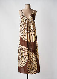 Robe mi-longue imprimé fantaisie sans manche marron Y.TWO femme