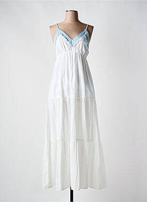 Robe longue manches bretelles ajustables fines bretelles blanc S.WOMAN femme