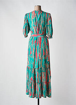 Robe longue imprimé fantaisie manches courtes vert PURPLE QUEEN femme
