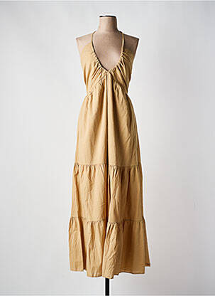 Robe longue sans manche sans manche marron JS MILLENIUM femme
