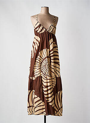 Robe mi-longue imprimé fantaisie sans manche marron Y.TWO femme