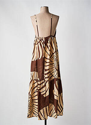 Robe mi-longue imprimé fantaisie sans manche marron Y.TWO femme