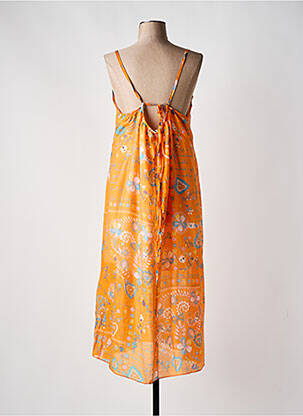 Robe mi-longue imprimé fantaisie sans manche orange JS MILLENIUM femme