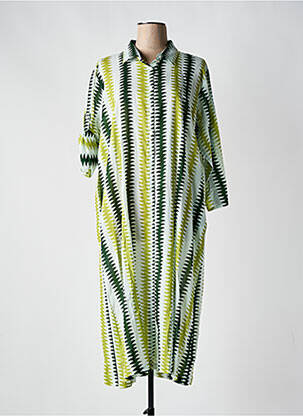 Robe mi-longue manches 3/4 manches 3/4 vert SUMITRA femme