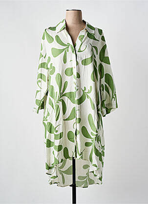Robe mi-longue imprimé fantaisie manches longues vert LAST QUEEN femme