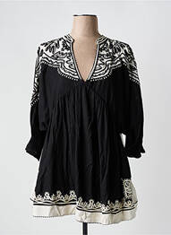 Tunique manches longues col v noir BOHOCHIQUE femme