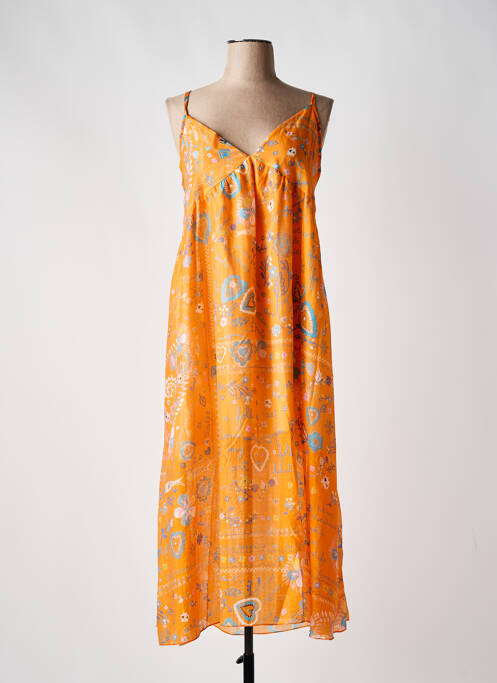 Robe mi-longue orange JS MILLENIUM pour femme