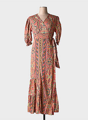 Robe longue imprimé fantaisie manches courtes rouge PURPLE QUEEN femme
