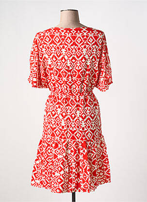 Robe mi-longue imprimé fantaisie manches courtes rouge LAST QUEEN femme