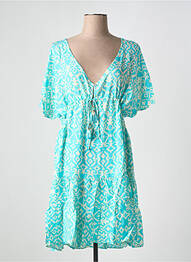 Robe mi-longue imprimé fantaisie manches courtes bleu LAST QUEEN femme