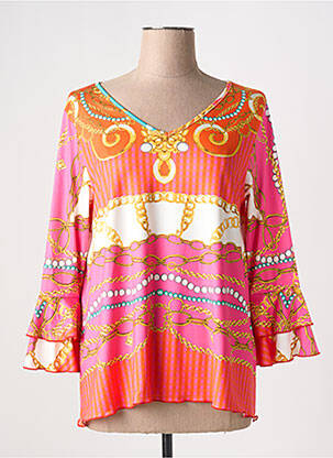 Blouse tissage popeline manches longues orange OLIVIER PHILIPS femme