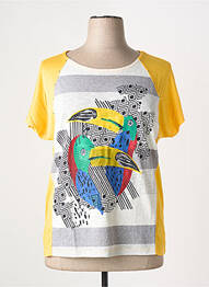 T-shirt sérigraphie floquée manches courtes jaune BAGORAZ femme
