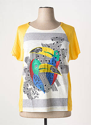 T-shirt sérigraphie floquée manches courtes jaune BAGORAZ femme
