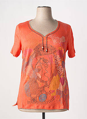 T-shirt sérigraphie floquée manches courtes orange BAGORAZ femme