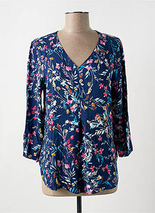 T-shirt coupe droite manches 3/4 bleu GEVANA femme