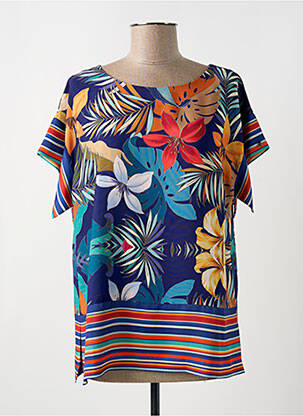 Blouse manches courtes manches courtes bleu CRISTINA BARROS femme