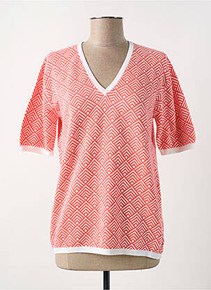 Pull coupe cintrée manches courtes orange MONTAGUT femme