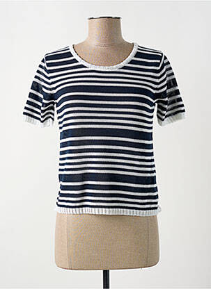 Pull coupe cintrée manches courtes bleu MONTAGUT femme