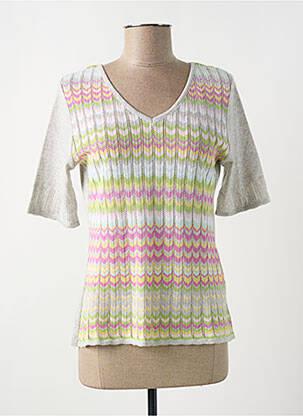 Pull tissage chiné manches courtes gris CHASSAGNARD femme