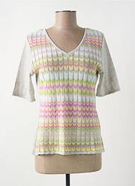 Pull tissage chiné manches courtes gris CHASSAGNARD femme